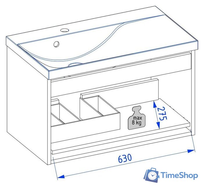  Lauter Тумба под умывальник Eva 69 (гранатовый полуматовый, ручка из матовой стали) - Изображение №9 — Интернет-магазин Time-Shop