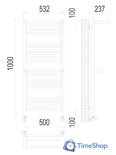 Полотенцесушитель TERMINUS Аврора П20 500x1000 с 2 полками нп (хром) - Изображение №2 — Интернет-магазин Time-Shop