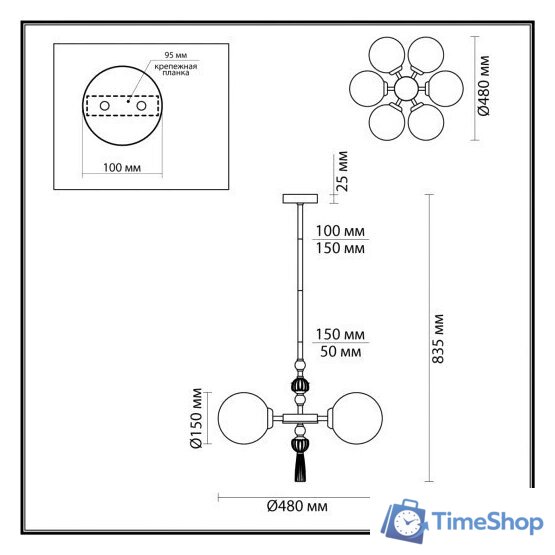 Подвесная люстра Odeon Light Palle 5405/6 - Изображение №2 — Интернет-магазин Time-Shop