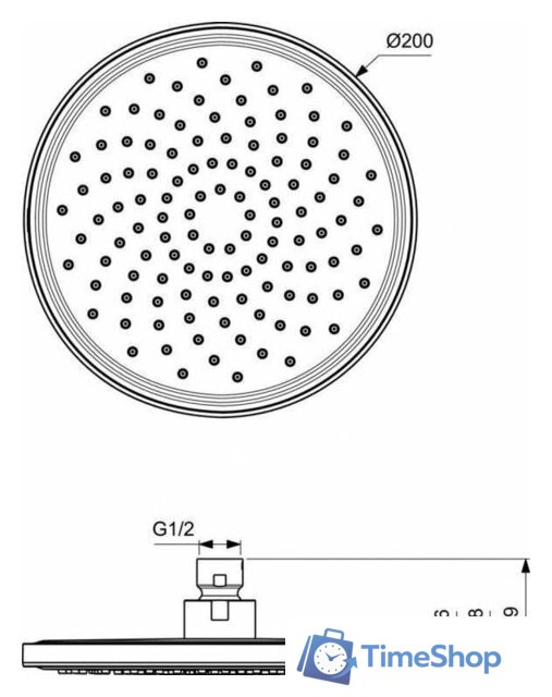 Верхний душ Ideal Standard IdealRain Black BD140XG - Изображение №5 — Интернет-магазин Time-Shop