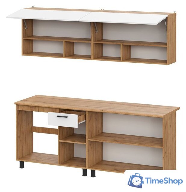 Готовая кухня Mio Tesoro Монако 2.0м (дуб золотой/белый матовый/дуб вотан) - Изображение №3 — Интернет-магазин Time-Shop