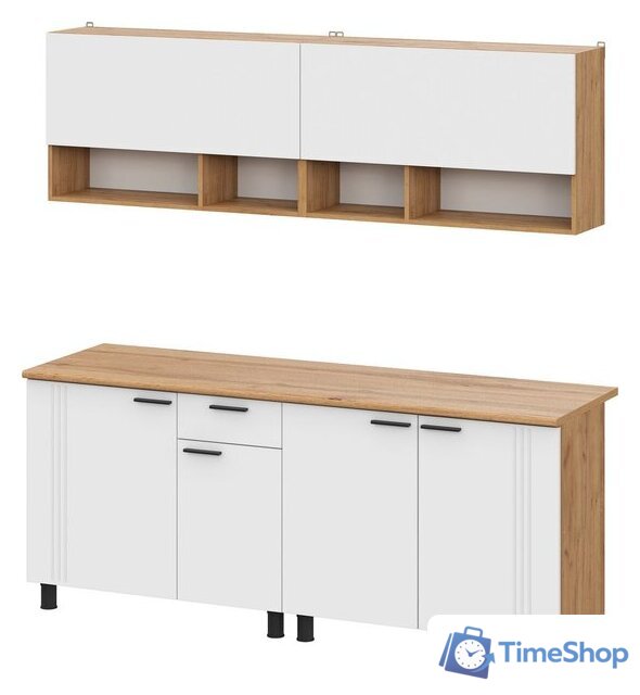 Готовая кухня Mio Tesoro Монако 2.0м (дуб золотой/белый матовый/дуб вотан) - Изображение №1 — Интернет-магазин Time-Shop