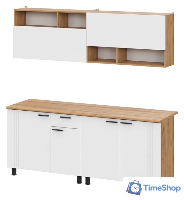 Готовая кухня Mio Tesoro Монако 2.0м (дуб золотой/белый матовый/дуб вотан) - Изображение №2 — Интернет-магазин Time-Shop