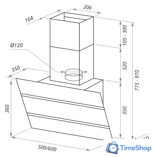 Кухонная вытяжка MAUNFELD Bridge 50 (черный/черное стекло) - Изображение №2 — Интернет-магазин Time-Shop