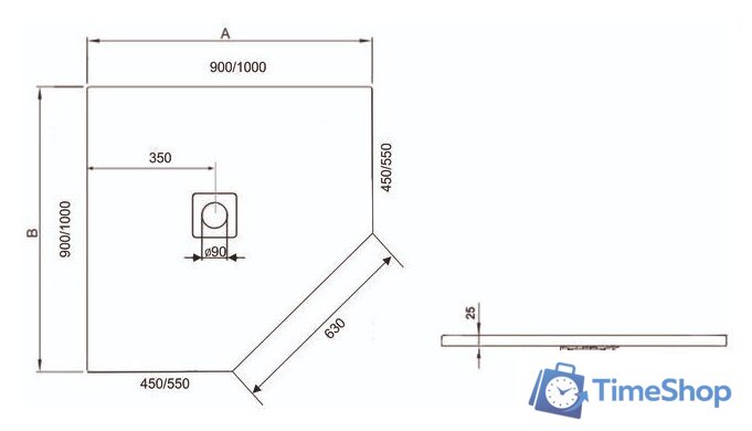 Душевой поддон RGW ST/T-0099W 90x90 - Изображение №2 — Интернет-магазин Time-Shop