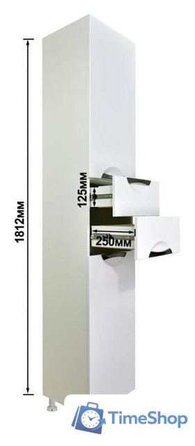  Doratiz Шкаф-пенал для ванной Афина 35 L 2712.291 (белый,напольный) - Изображение №8 — Интернет-магазин Time-Shop