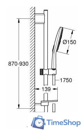 Душевой гарнитур  Grohe Rainshower SmartActive 150 26594000 - Изображение №2 — Интернет-магазин Time-Shop