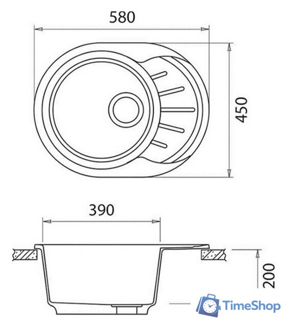 Кухонная мойка GranFest Rondo GF-R580L (графит) - Изображение №2 — Интернет-магазин Time-Shop