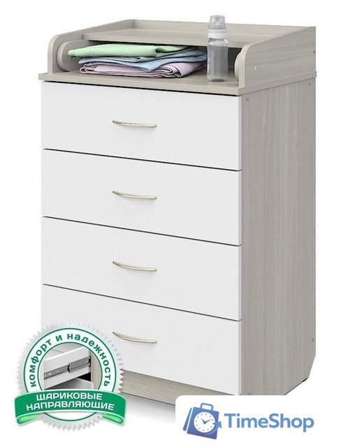 Детский комод Атон Мебель Сириус 604 ЛДСП (шимо светлый/белый) - Изображение №1 — Интернет-магазин Time-Shop