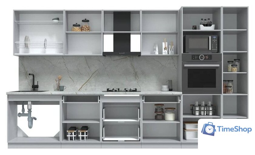 Готовая кухня Интерлиния Берес 3.6В (дуб полярный/серый каспий) - Изображение №2 — Интернет-магазин Time-Shop