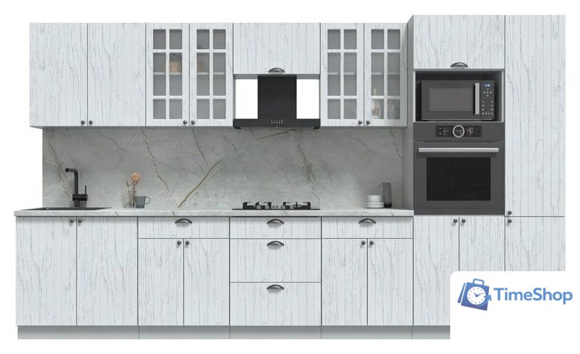 Готовая кухня Интерлиния Берес 3.6В (дуб полярный/серый каспий) - Изображение №1 — Интернет-магазин Time-Shop