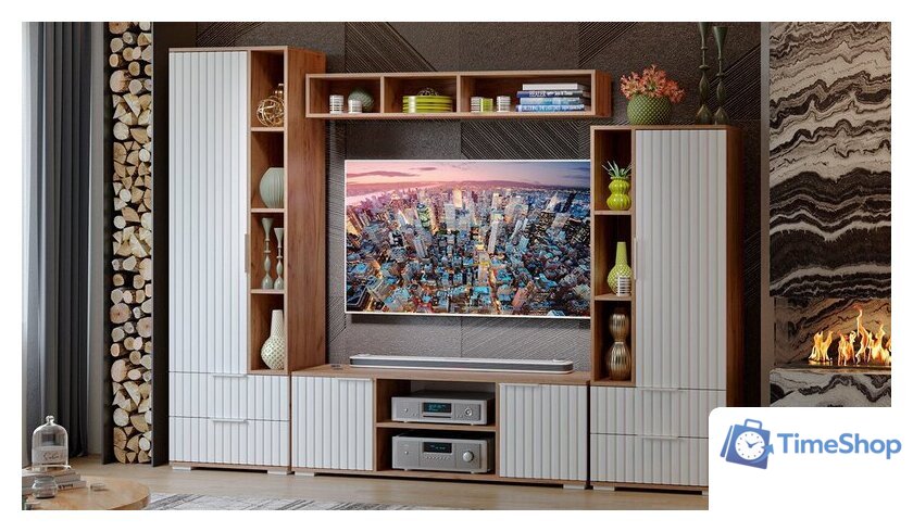 Горка Трия Хилтон №2 (дуб крафт золотой/белый матовый) - Изображение №1 — Интернет-магазин Time-Shop