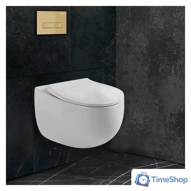 Унитаз подвесной Roxen Egg в комплекте с инсталляцией StounFix Dual Fresh 6 в 1 968085 (кнопка: брашированное золото) - Изображение №9 — Интернет-магазин Time-Shop