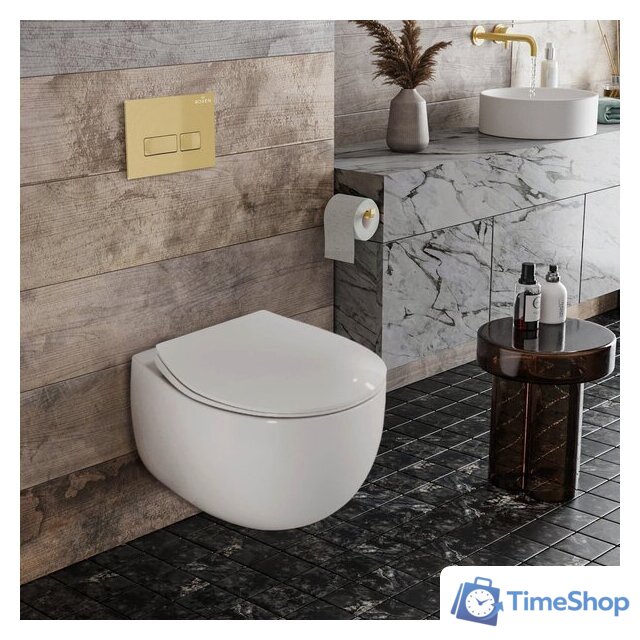 Унитаз подвесной Roxen Egg в комплекте с инсталляцией StounFix Dual Fresh 6 в 1 968085 (кнопка: брашированное золото) - Изображение №10 — Интернет-магазин Time-Shop