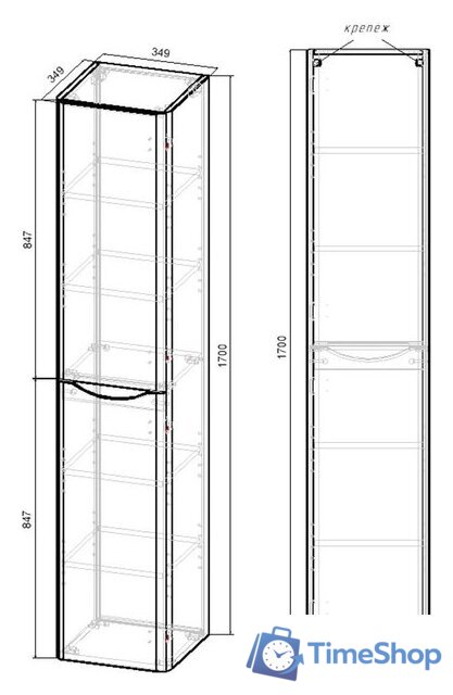  Vincea Шкаф-пенал Paola 35 VSC-2P170GW-R (правый) - Изображение №4 — Интернет-магазин Time-Shop