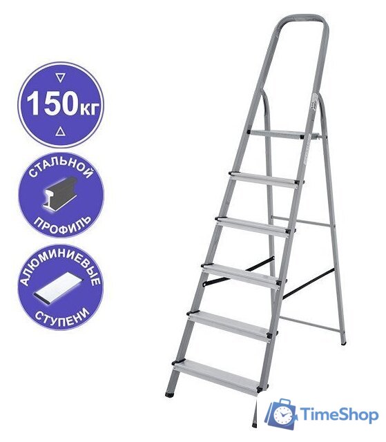 Лестница-стремянка Новая высота NV 113 комбинированная 6 ступеней - Изображение №1 — Интернет-магазин Time-Shop