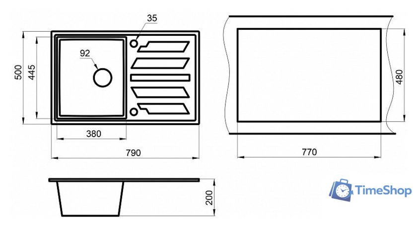 Кухонная мойка Granula GR-8002 (турмалин) - Изображение №3 — Интернет-магазин Time-Shop