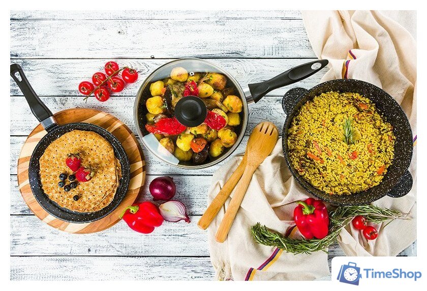 Блинная сковорода Elan Gallery Гармония вкуса 120112 (черный мрамор) - Изображение №6 — Интернет-магазин Time-Shop