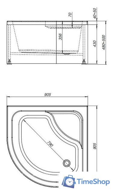 Душевой поддон Aquanet Optimal 90х90x48 293351 - Изображение №12 — Интернет-магазин Time-Shop