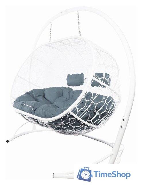 Подвесной диван M-Group Лежебока 11180109 (с белым ротангом/серая подушка) - Изображение №1 — Интернет-магазин Time-Shop