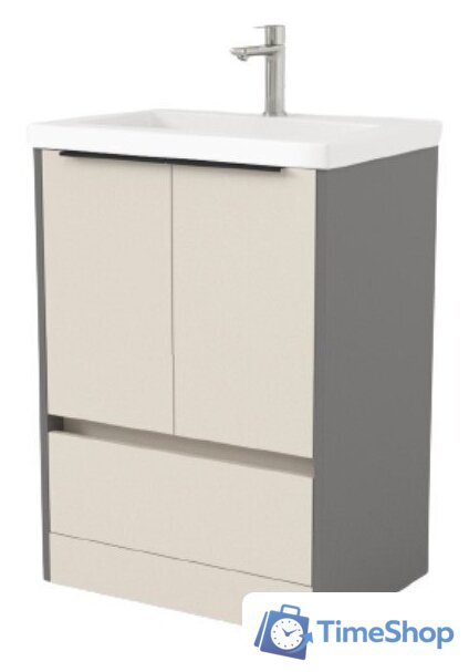  Дабер Тумба под умывальник 017 Тобага/Эридан/Артвин 60 Т17.6Т.0.19Ч (бежевый/серый/ручка черный) - Изображение №1 — Интернет-магазин Time-Shop