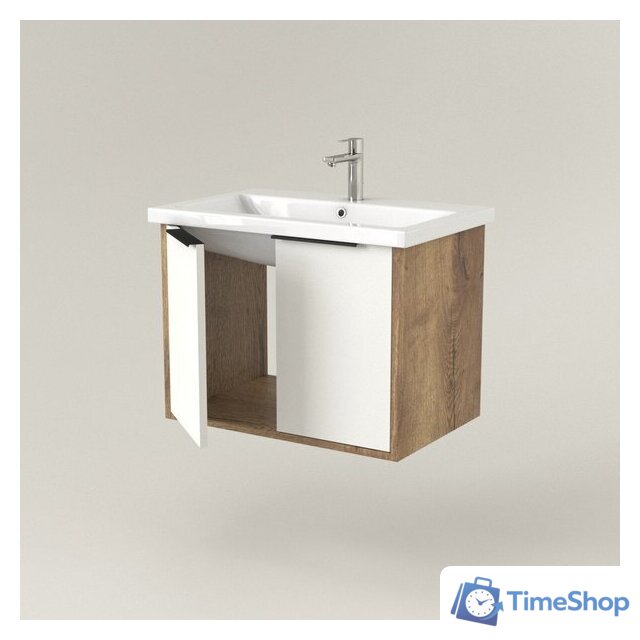  Дабер Тумба под умывальник 018 Тобага/Эридан/Артвин 60 Т18.6Т.0.21Ч (дуб галифакс/белый/ручка черная) - Изображение №2 — Интернет-магазин Time-Shop