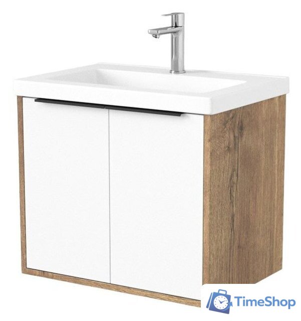  Дабер Тумба под умывальник 018 Тобага/Эридан/Артвин 60 Т18.6Т.0.21Ч (дуб галифакс/белый/ручка черная) - Изображение №1 — Интернет-магазин Time-Shop