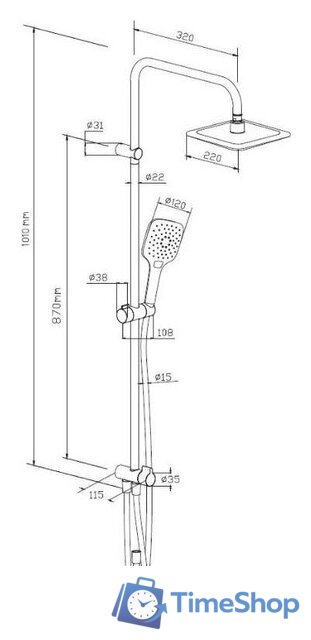 Душевая система  Damixa Eclipse 931000000 - Изображение №11 — Интернет-магазин Time-Shop