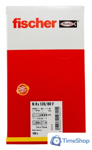 Дюбель-гвоздь Fischer N 8 x 120/80 F 513704 (100 шт) - Изображение №3 — Интернет-магазин Time-Shop