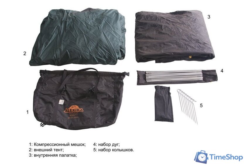 Треккинговая палатка AlexikA Scout 3 Fib (зеленый) - Изображение №8 — Интернет-магазин Time-Shop