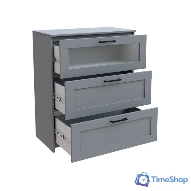 Комод Mio Tesoro Нави 3 ящика 2.15.02.020.4 (серый, со стеклом) - Изображение №3 — Интернет-магазин Time-Shop