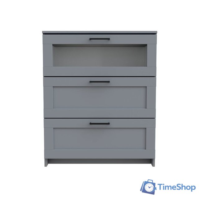 Комод Mio Tesoro Нави 3 ящика 2.15.02.020.4 (серый, со стеклом) - Изображение №2 — Интернет-магазин Time-Shop