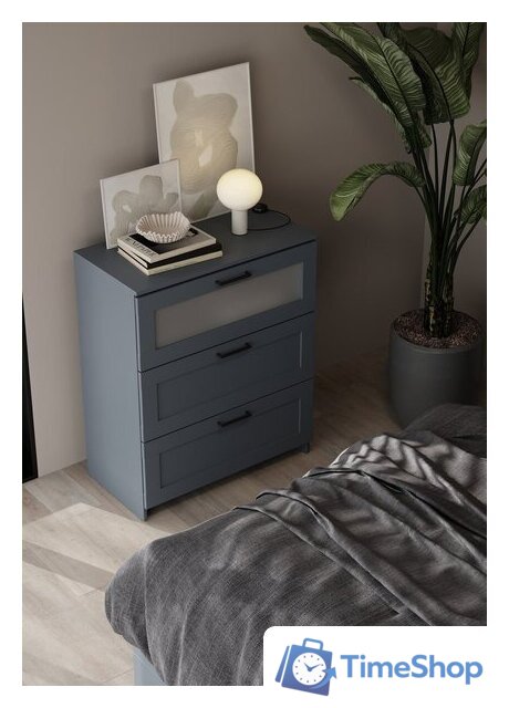 Комод Mio Tesoro Нави 3 ящика 2.15.02.020.4 (серый, со стеклом) - Изображение №4 — Интернет-магазин Time-Shop