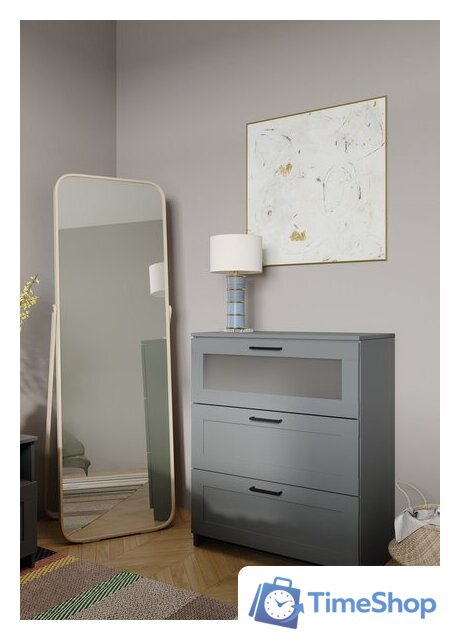 Комод Mio Tesoro Нави 3 ящика 2.15.02.020.4 (серый, со стеклом) - Изображение №6 — Интернет-магазин Time-Shop