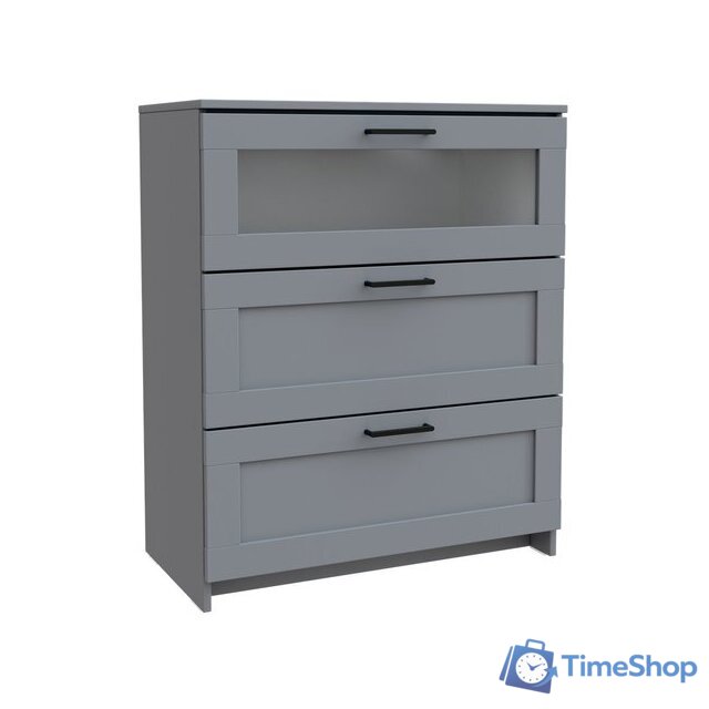 Комод Mio Tesoro Нави 3 ящика 2.15.02.020.4 (серый, со стеклом) - Изображение №1 — Интернет-магазин Time-Shop
