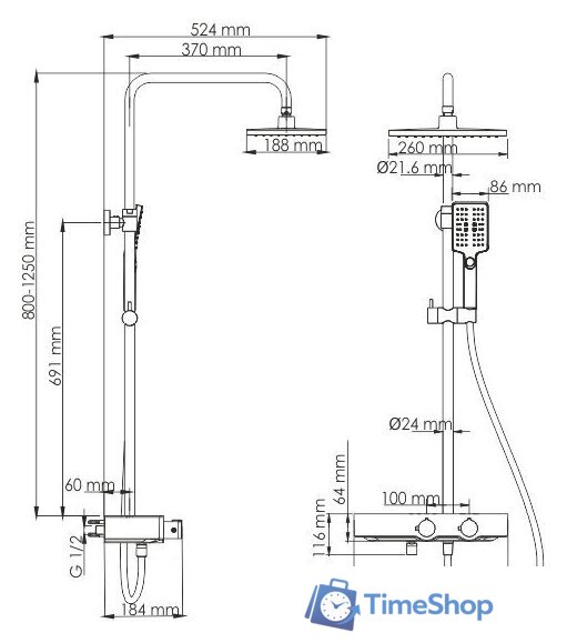 Душевая система  Wasserkraft A11401 - Изображение №13 — Интернет-магазин Time-Shop