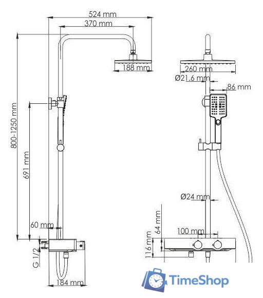 Душевая система  Wasserkraft A11401 - Изображение №22 — Интернет-магазин Time-Shop