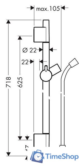 Душевая штанга Hansgrohe Unica S Puro 28632670 (черный матовый) - Изображение №2 — Интернет-магазин Time-Shop