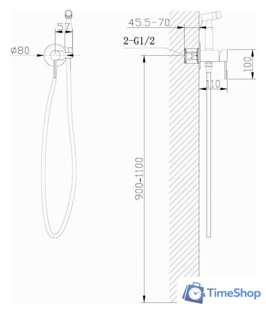 Гигиенический душ Abber Wasser Kreis AF8125NG (никель) - Изображение №4 — Интернет-магазин Time-Shop