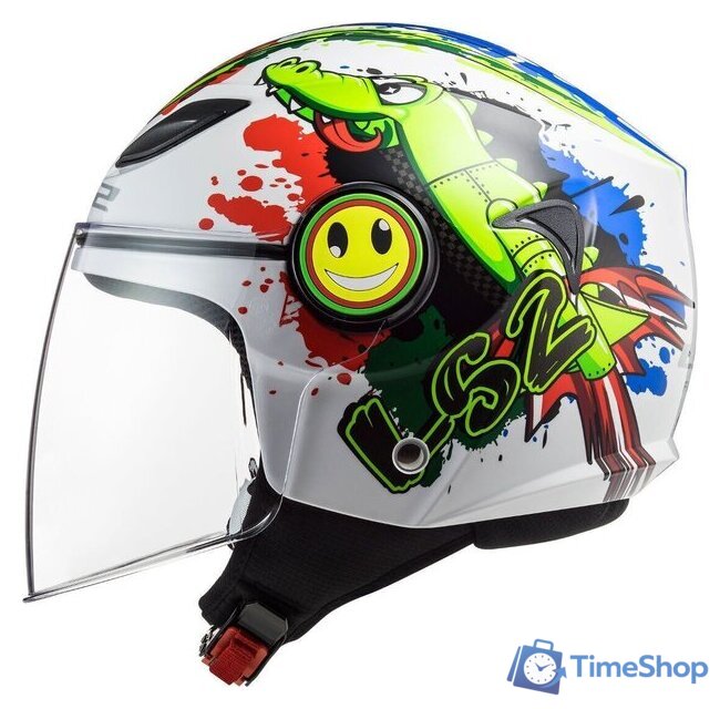 Мотошлем LS2 OF602 Funny Croco (M, белый глянцевый) - Изображение №5 — Интернет-магазин Time-Shop