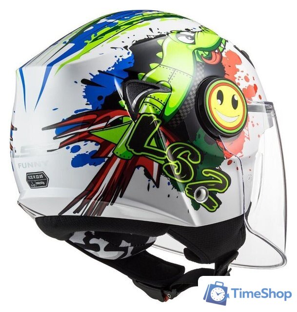 Мотошлем LS2 OF602 Funny Croco (M, белый глянцевый) - Изображение №2 — Интернет-магазин Time-Shop