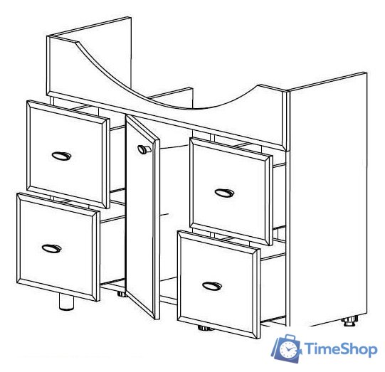  СанитаМебель Тумба под умывальник Лотос 601.1000 - Изображение №2 — Интернет-магазин Time-Shop