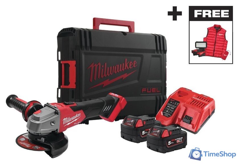 Угловая шлифмашина Milwaukee FSAG125XBMC-502X 4933499453 (с 2-мя АКБ, кейс) - Изображение №1 — Интернет-магазин Time-Shop
