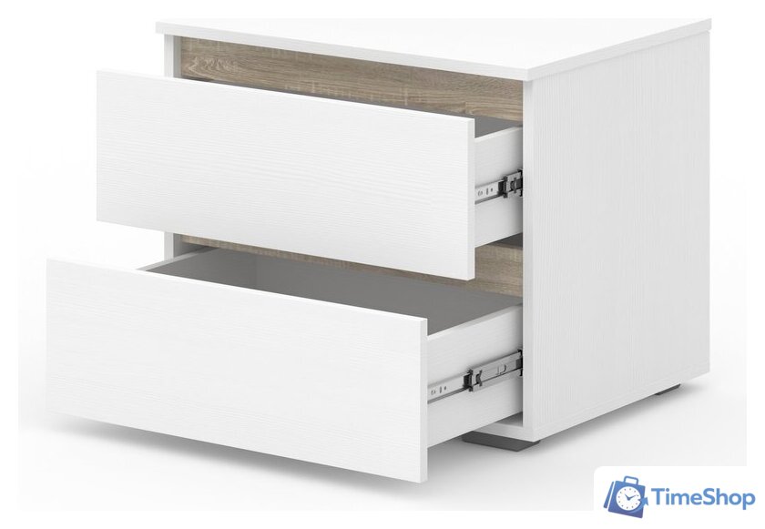 Тумба Кортекс-мебель Бари 60 2ш (белый/белый/дуб сонома) - Изображение №2 — Интернет-магазин Time-Shop