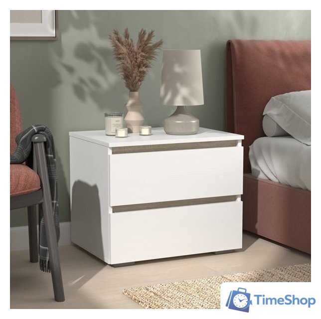 Тумба Кортекс-мебель Бари 60 2ш (белый/белый/дуб сонома) - Изображение №3 — Интернет-магазин Time-Shop