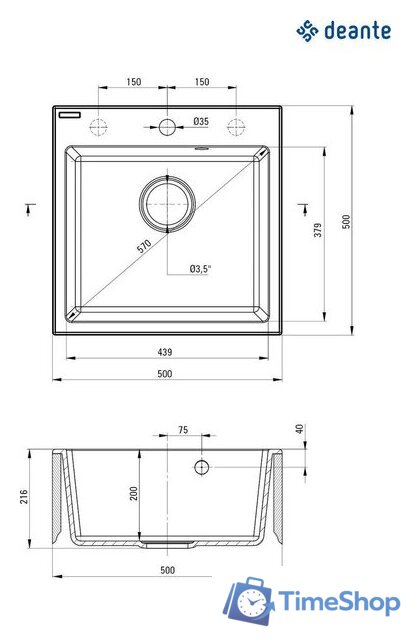 Кухонная мойка Deante ZQJ_S103 - Изображение №2 — Интернет-магазин Time-Shop