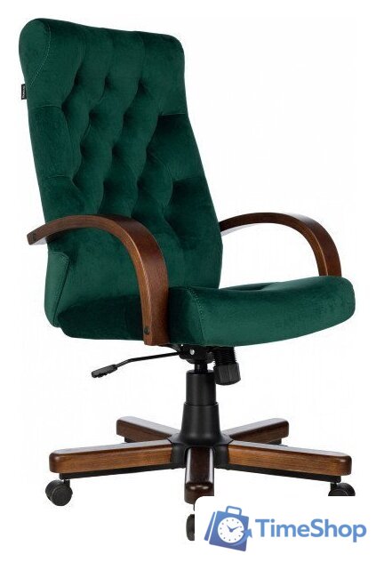 Офисное кресло Бюрократ T-9928WALNUT Fabric (зеленый Italia Green/дерево) - Изображение №1 — Интернет-магазин Time-Shop