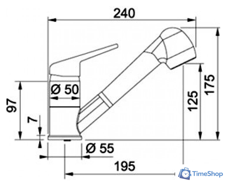 Смеситель Franke Novara-Plus Pull Out 115.0470.666 (миндаль) - Изображение №2 — Интернет-магазин Time-Shop