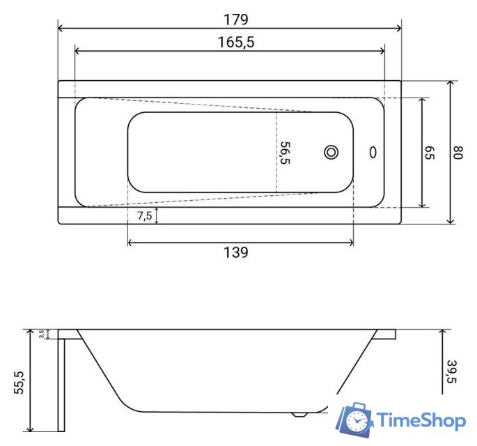 Ванна Lauter Estelle 180 21206080 (с ножками и сифоном 21Y11030 хром) - Изображение №33 — Интернет-магазин Time-Shop