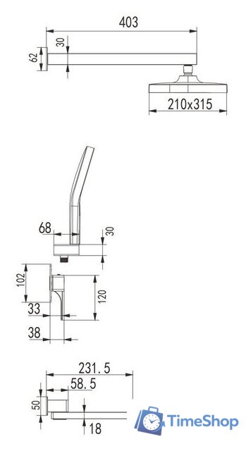 Душевая система  Rose R1035T - Изображение №2 — Интернет-магазин Time-Shop
